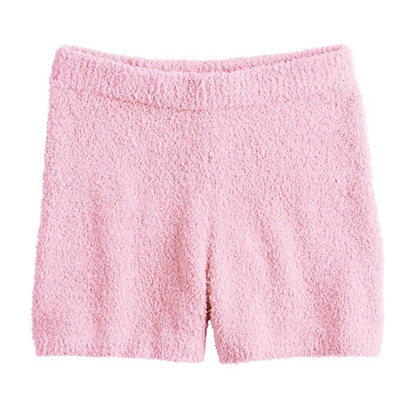 Girls 7-16 Mini Society Cozy Teddy Yarn Shorts - Pink (SMALL)