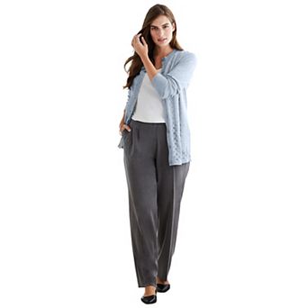 Woman Within Plus Size Long-Sleeve Pointelle Cardigan