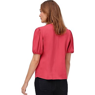 Ellos Plus Size Contrast Button-Front Blouse
