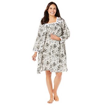 Only Necessities Plus Size Short 2 pc Cabbage-Rose Peignoir Set