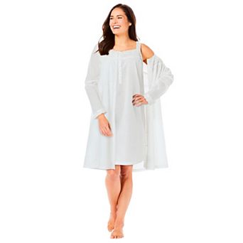 Only Necessities Plus Size Short 2 pc Cabbage-Rose Peignoir Set