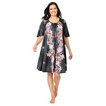 Only Necessities Plus Size Short Sweeping Printed Lounger