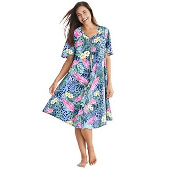 Only Necessities Plus Size Short Sweeping Printed Lounger