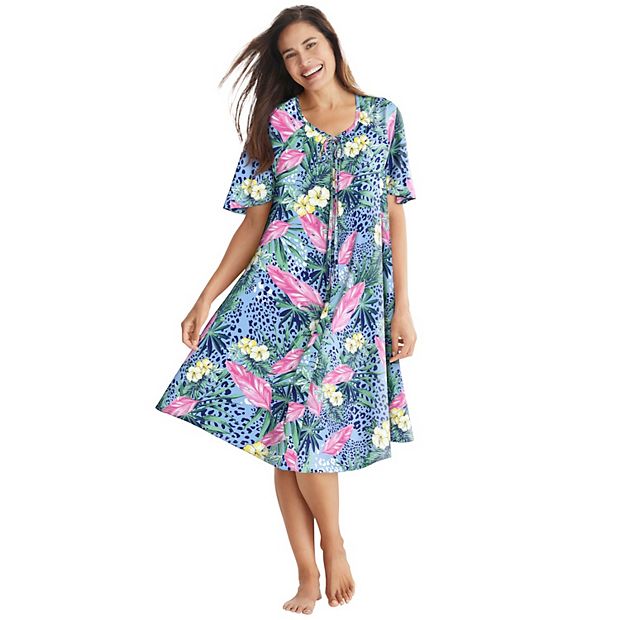 Only Necessities Women s Plus Size Short Sweeping Printed Lounger