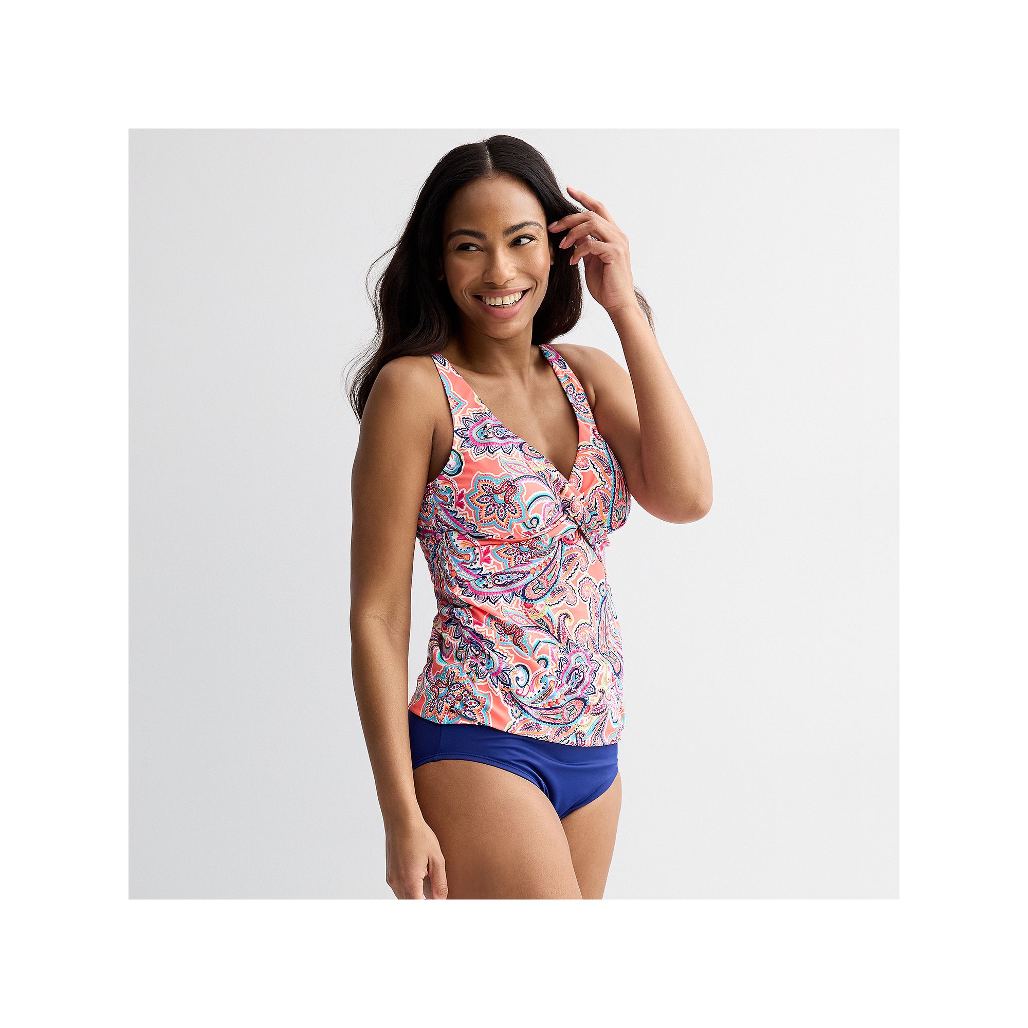Womens Bal Harbour Crossover Tankini, Size: Small, Paisley Party