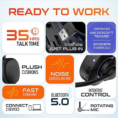 Delton 60x MS Teams Noise Cancelling Wireless 2-Ear Headset with Auto-pairing (DBTHEAD60XBTDL)