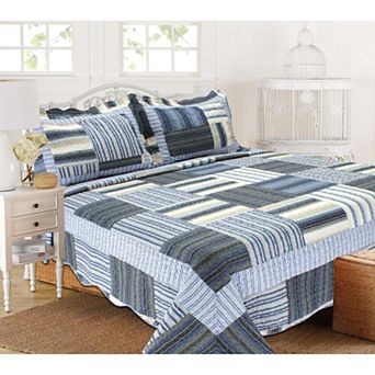 3 pc Cotton Blend Reversible Quilt Set