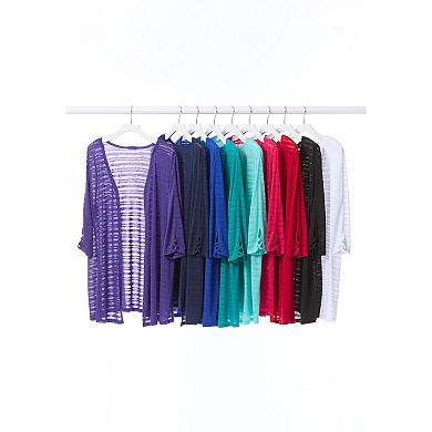 Catherines Women's Plus Size Shadow Stripe Cardigan