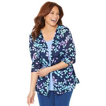 Catherines Women's Plus Size Shadow Stripe Cardigan