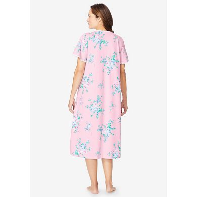 Only Necessities Plus Size Short Pintuck Knit Gown