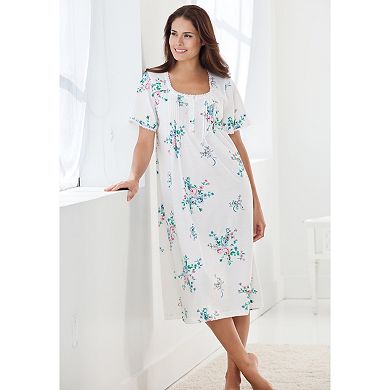 Only Necessities Plus Size Short Pintuck Knit Gown