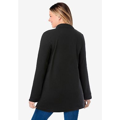 Woman Within Plus Size Long-Sleeve Polo Shirt