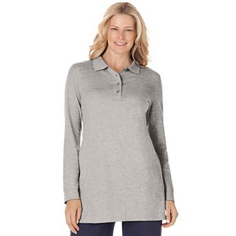 Woman Within Plus Size Long-Sleeve Polo Shirt