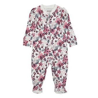 Newborn Baby Girls Huggies Babywear® Organic Sleep & Play 2-Way Zip Floral Coveralls