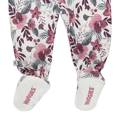 Newborn Baby Girls Huggies Babywear® Organic Sleep & Play 2-Way Zip Floral Coveralls