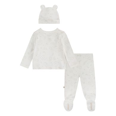 Newborn Baby Huggies Babywear® Organic Take Me Home T-shirt Pants & Beanie 3-Piece Set