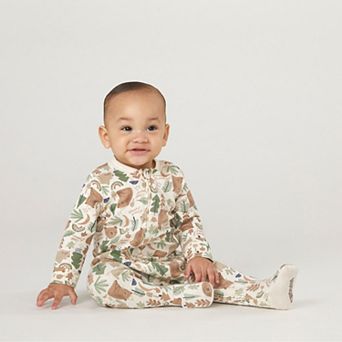 Newborn Baby Boys Huggies Babywear® Organic Forest Print Sleep & Play 2-Way Zip Coveralls