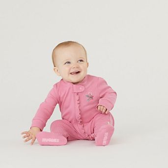 Newborn Baby Girls Huggies Babywear® Organic Sleep & Play 2-Way Zip Coveralls