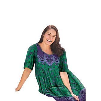 Only Necessities Plus Size Mixed Print Short Lounger