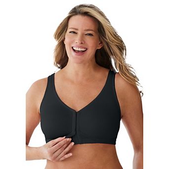 Comfort Choice Women's Plus Size Front Hook Wireless Breathe Bra