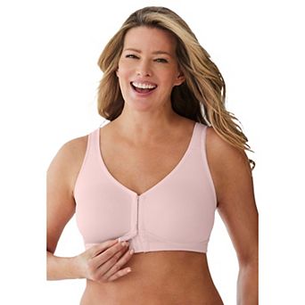 Comfort Choice Women's Plus Size Front Hook Wireless Breathe Bra