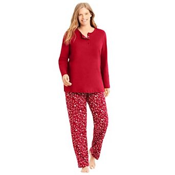 Only Necessities Plus Size Henley PJ Set