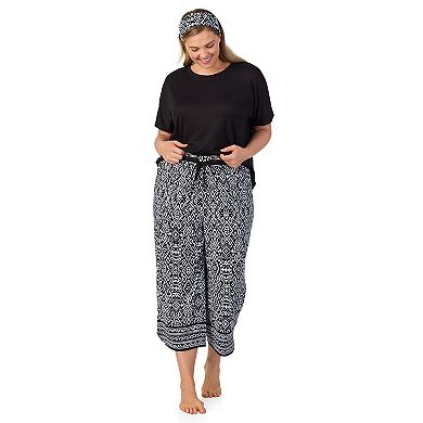 Plus Size Cuddl Duds® 2-pc. Pajama Crewneck Top & Pajama Capri Pants Set with Matching Headband