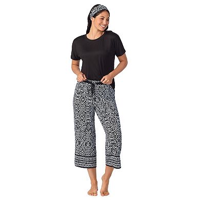 Women's Cuddl Duds® 2-pc. Pajama Crewneck Top & Pajama Capri Pants Set with Matching Headband