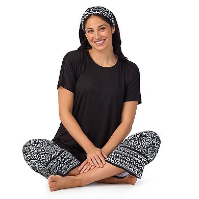 Women's Cuddl Duds® 2-pc. Pajama Crewneck Top & Pajama Capri Pants Set with Matching Headband