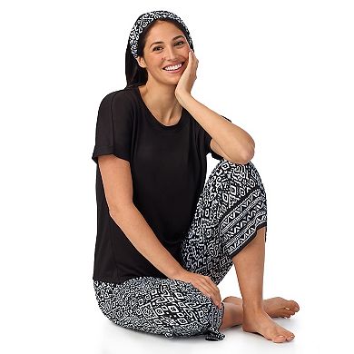 Women's Cuddl Duds® 2-pc. Pajama Crewneck Top & Pajama Capri Pants Set with Matching Headband