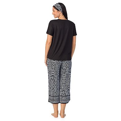 Women's Cuddl Duds® 2-pc. Pajama Crewneck Top & Pajama Capri Pants Set with Matching Headband