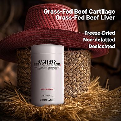 Grass-fed Beef Cartilage, Freeze-dried, Non-defatted, Desiccated Glandular Supplement, 180 Ct