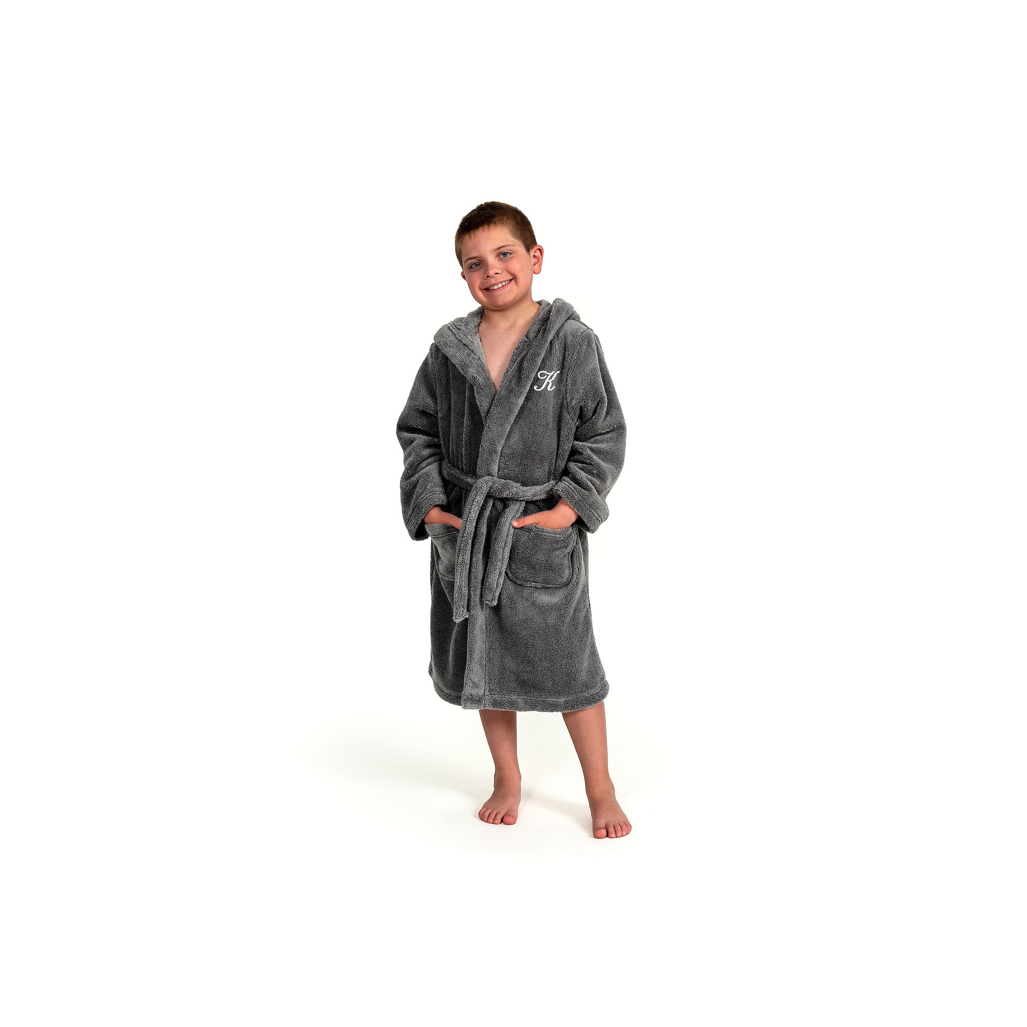 Linum Home Textiles Personalized Kids Super Plush Hooded Bathrobe, Boys, 