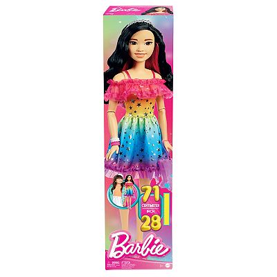 Barbie Large 28-in. Barbie Doll - Black Hair and Rainbow Dress