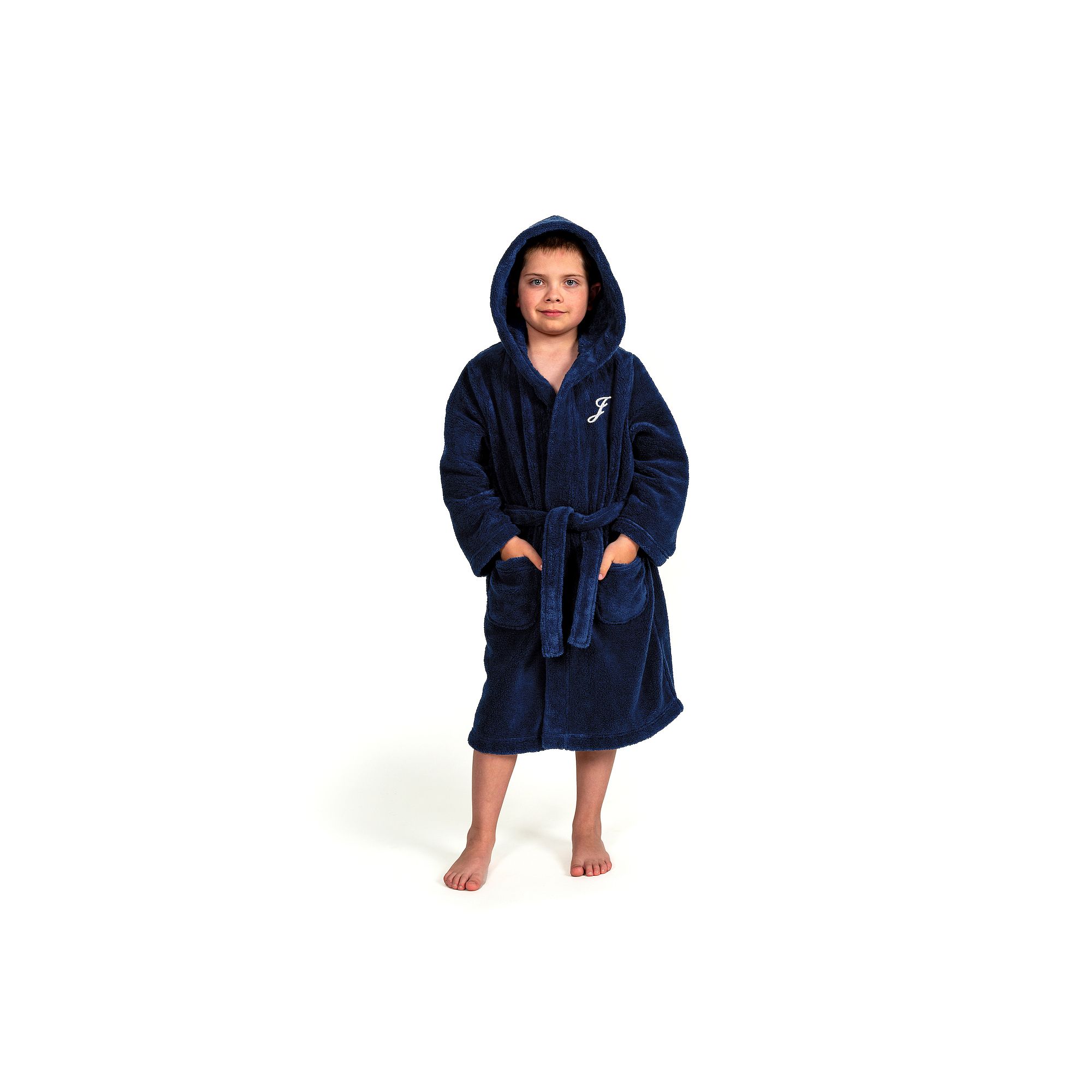 Linum Home Textiles Personalized Kids Super Plush Hooded Bathrobe, Boys, S