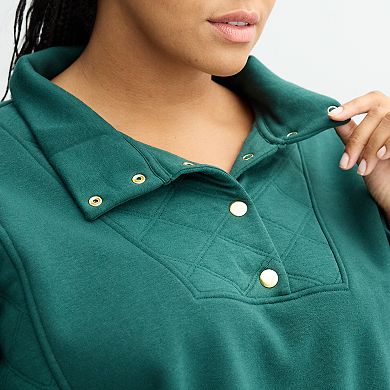 Plus Size Sonoma Goods For Life® Quilted Fleece Sweatshirt