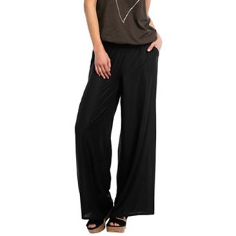 ellos Plus Size Wide-Leg Soft Pants With Back Elastic