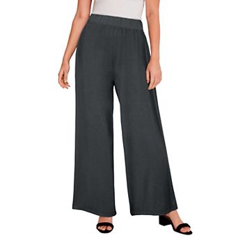 Jessica London Women's Plus Size Petite Stretch Knit Wide Leg Pant