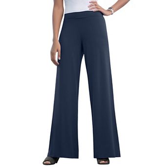 Jessica London Women's Plus Size Stretch Knit Wide Leg Pant
