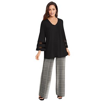 Jessica London Women's Plus Size Petite Stretch Knit Wide Leg Pant