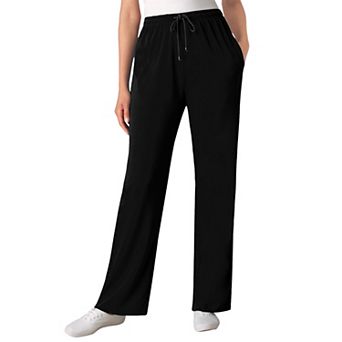 Woman Within Plus Size Petite Sport Knit Straight-Leg Pull-On Pants