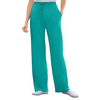 Woman Within Plus Size Petite Sport Knit Straight-Leg Pull-On Pants