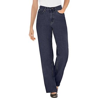 Woman Within Plus Size Perfect Relaxed All-Cotton Denim Five-Pocket Jeans
