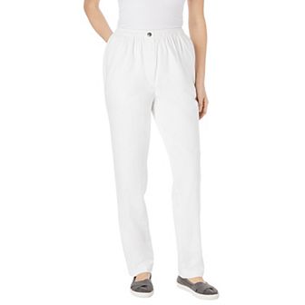 Woman Within Plus Size Straight-Leg All-Cotton Denim Pull-On 7-Day Elastic-Waist Jeans