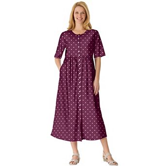 Woman Within Plus Size Petite Button-Front Essential Dress