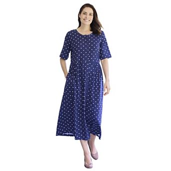 Woman Within Plus Size Petite Button-Front Essential Dress