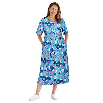 Woman Within Plus Size Petite Button-Front Essential Dress