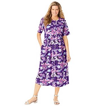 Woman Within Plus Size Petite Button-Front Essential Dress