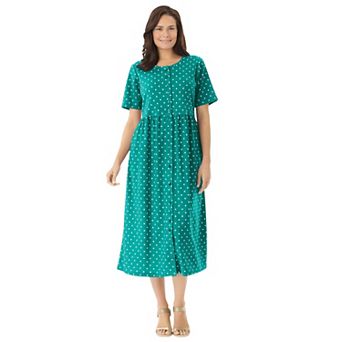 Woman Within Plus Size Petite Button-Front Essential Dress