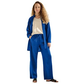ellos Plus Size Linen-Blend Drawstring Pants